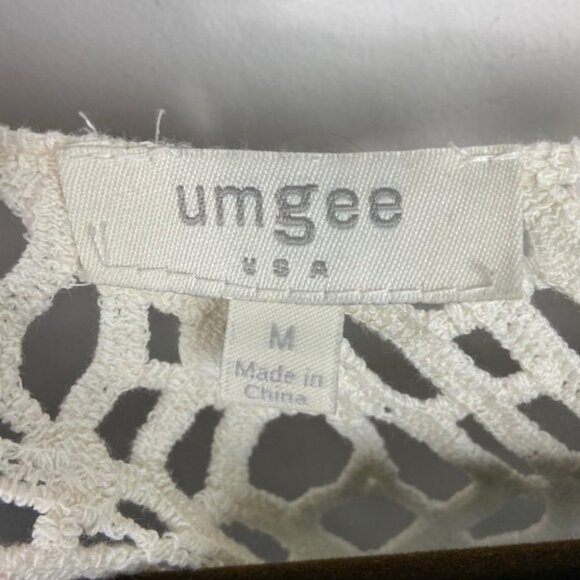 Umgee Peppered Knit Swing Top Indigo Blue Size Medium Heathered Crochet Sweater - Picture 4 of 8